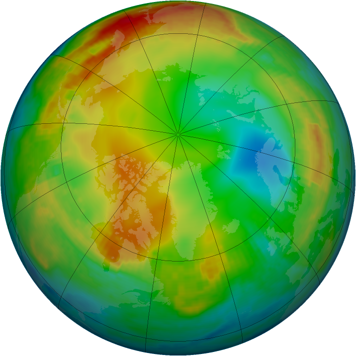 Arctic ozone map for 13 January 2001